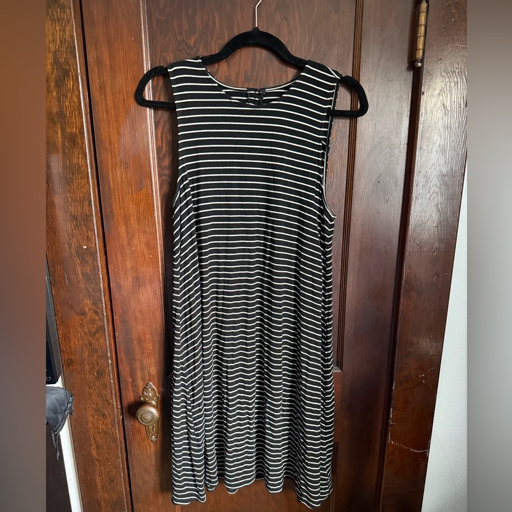 American Eagle Outfitters Black and White Striped Midi Dress